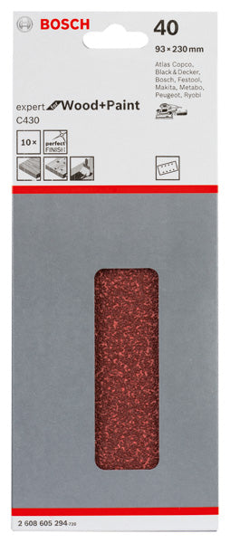 Hoja de lija Bosch EfWP, 93 x 230 mm, G40