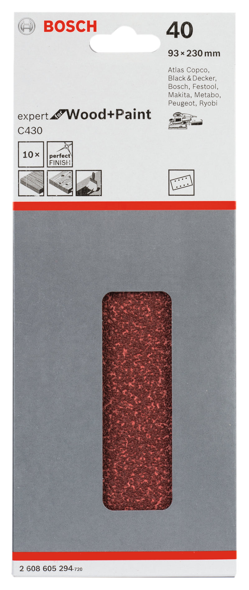 Hoja de lija Bosch EfWP, 93 x 230 mm, G40