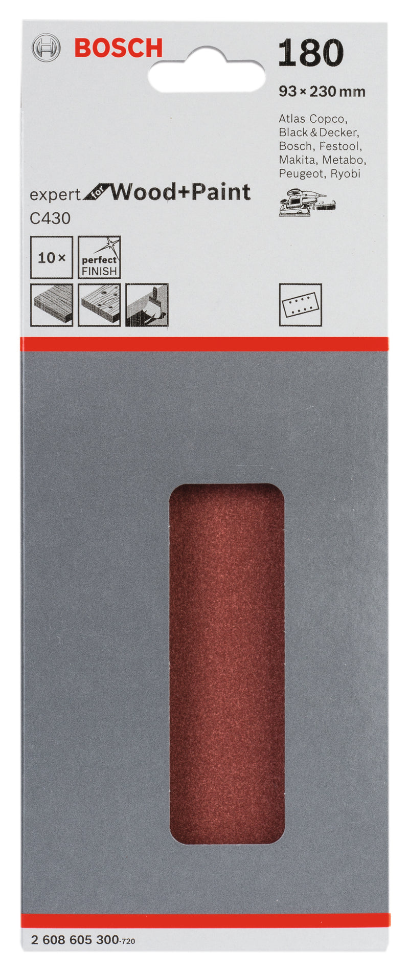 Folha de lixa Bosch EfWP, 93x230mm, G180