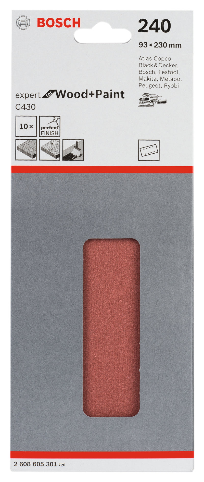 Hoja de lija Bosch EfWP, 93 x 230 mm, G240