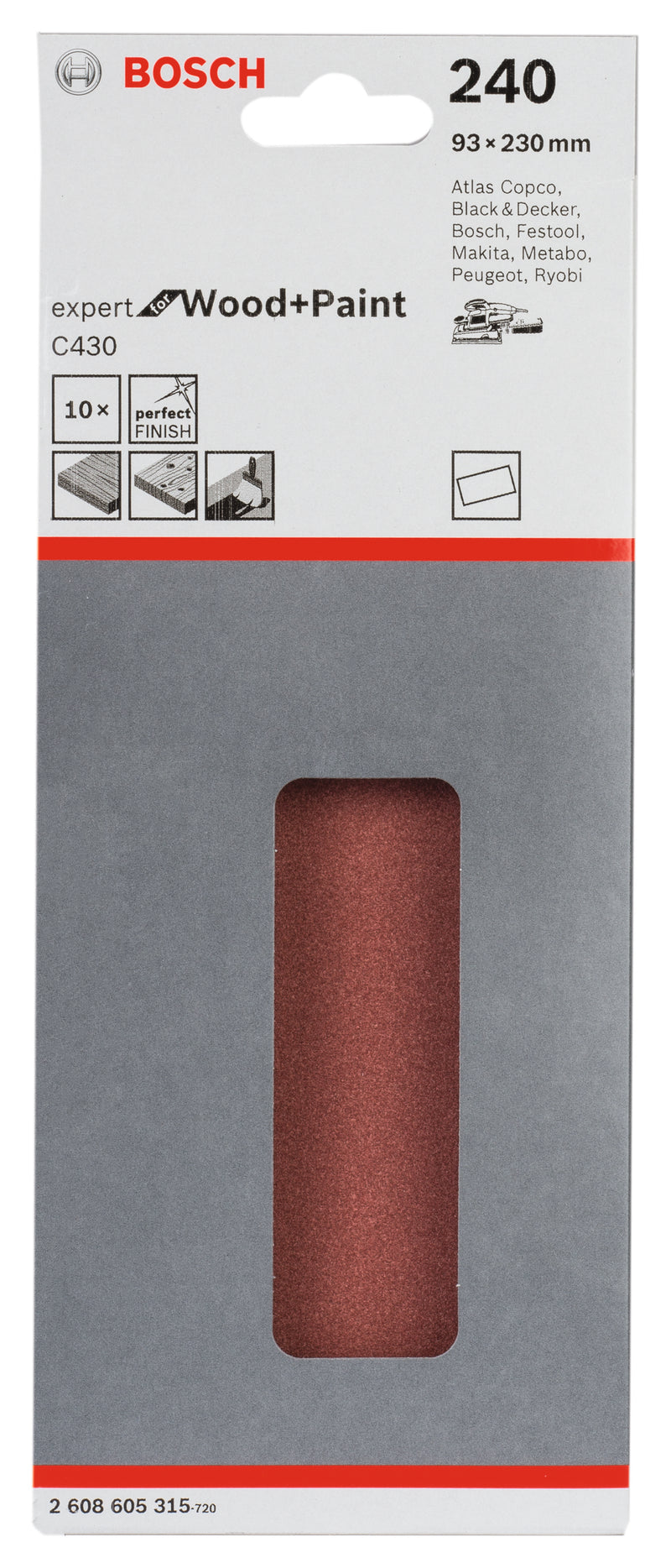 Folha de lixa Bosch EfWP, 93x230mm, G240