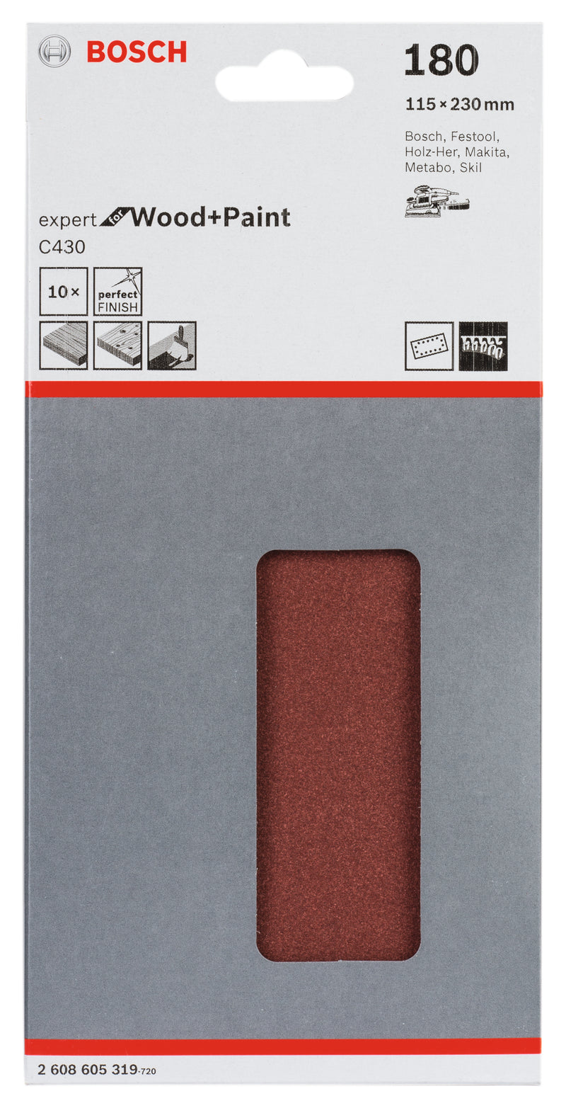 Folha de lixa Bosch EfWP, 115x230mm, G180