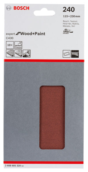 Folha de lixa Bosch EfWP, 115x230mm, G240