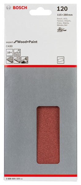 Folha de lixa Bosch EfWP, 115x280mm, G120