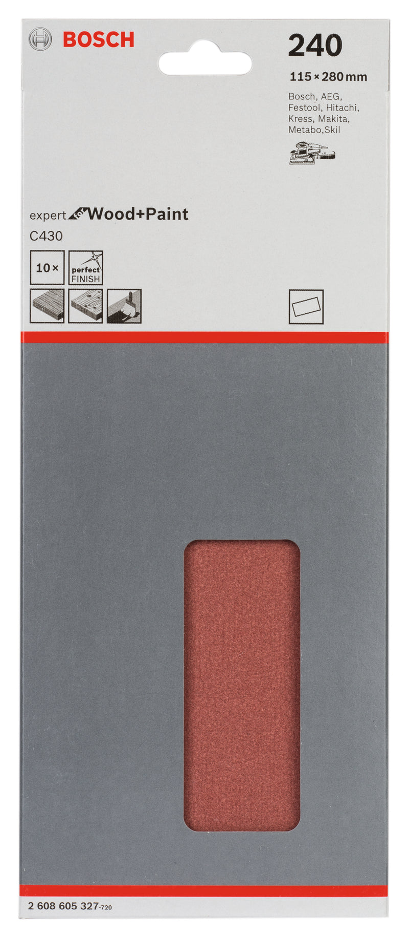 Hoja de lija Bosch EfWP, 115 x 280 mm, G240