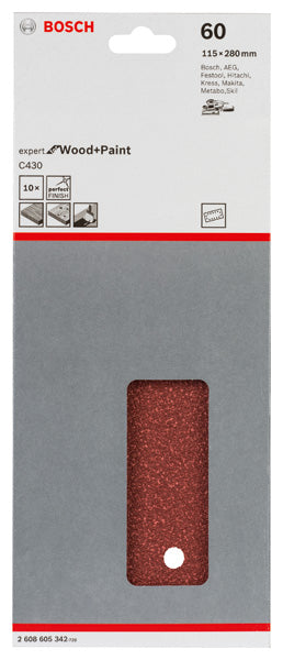 Hoja de lija Bosch EfWP, 115 x 280 mm, G60