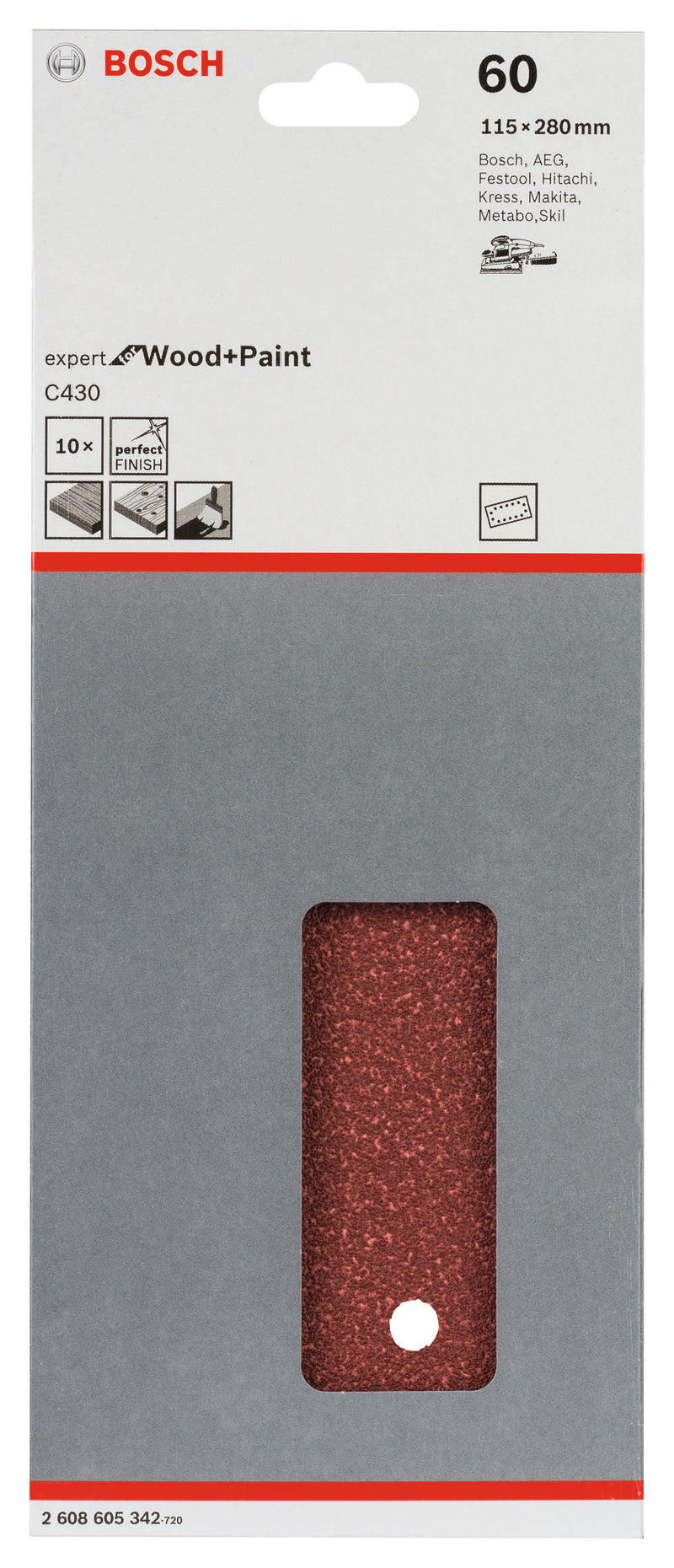 Hoja de lija Bosch EfWP, 115 x 280 mm, G60