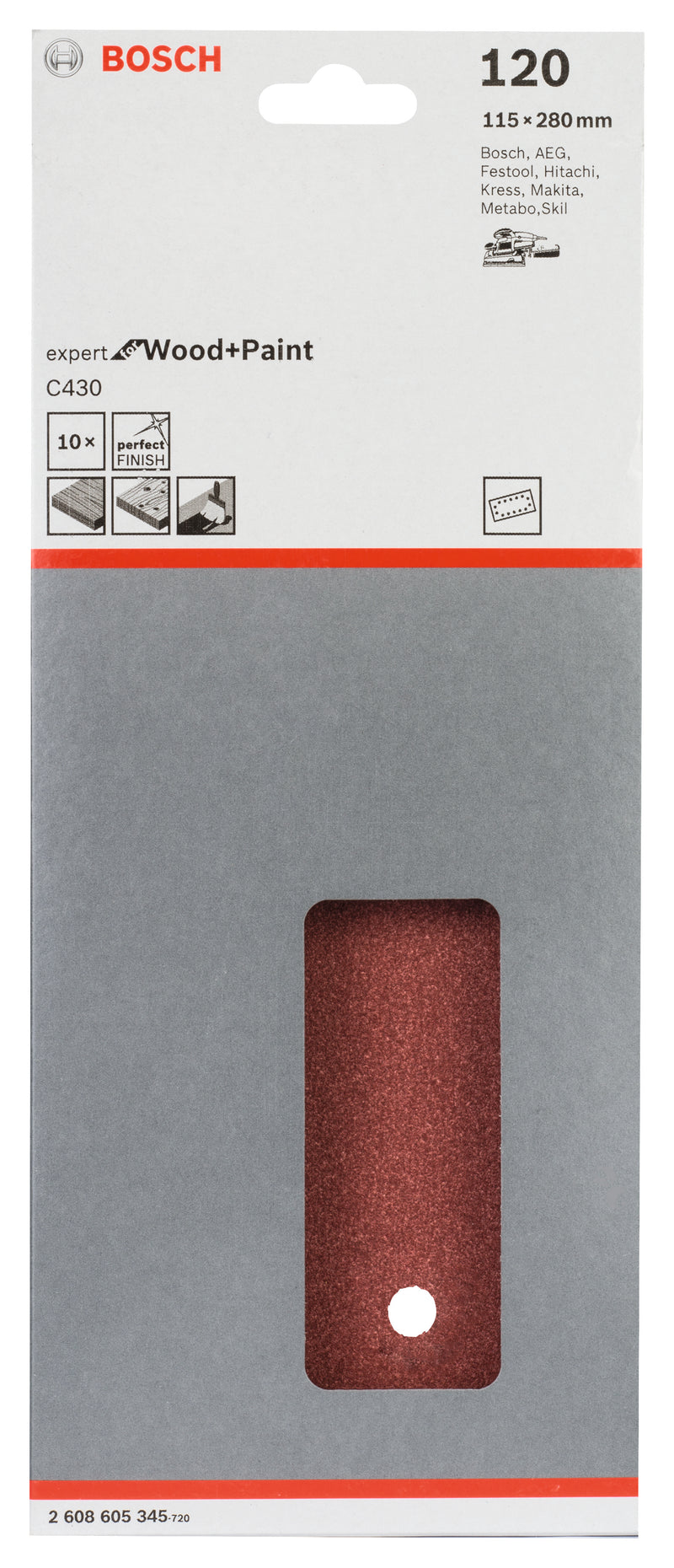 Hoja de lija Bosch EfWP, 115 x 280 mm, G120