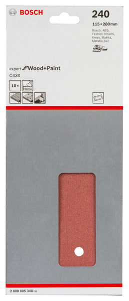 Hoja de lija Bosch EfWP, 115 x 280 mm, G240