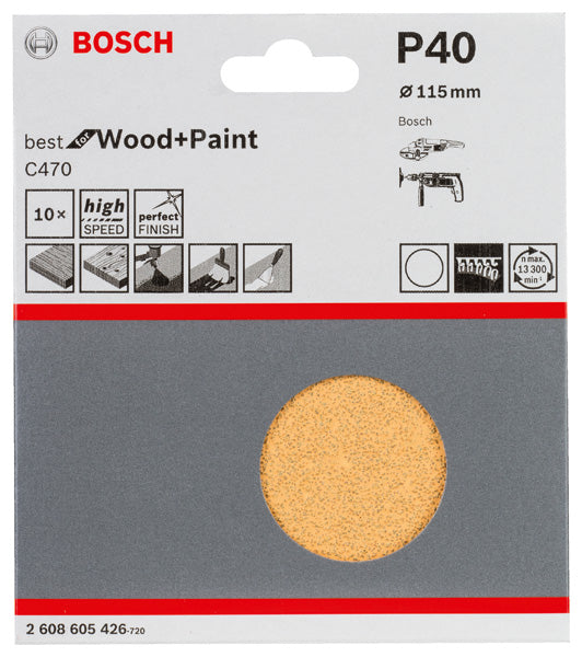 Folha de lixa Bosch BfWP, 115 mm, G40, 10x