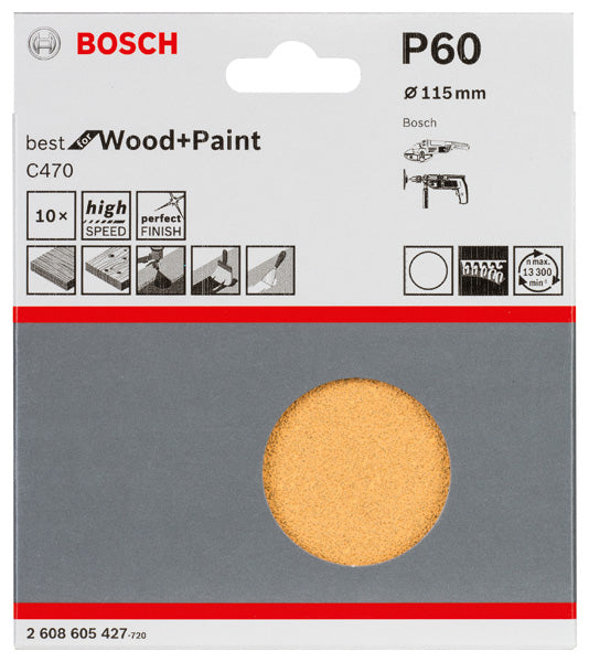 Folha de lixa Bosch BfWP, 115 mm, G60, 10x