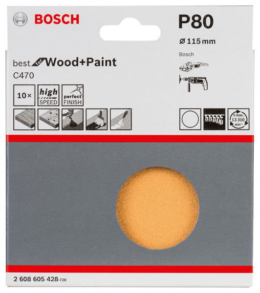 Folha de lixa Bosch BfWP, 115 mm, G80, 10x