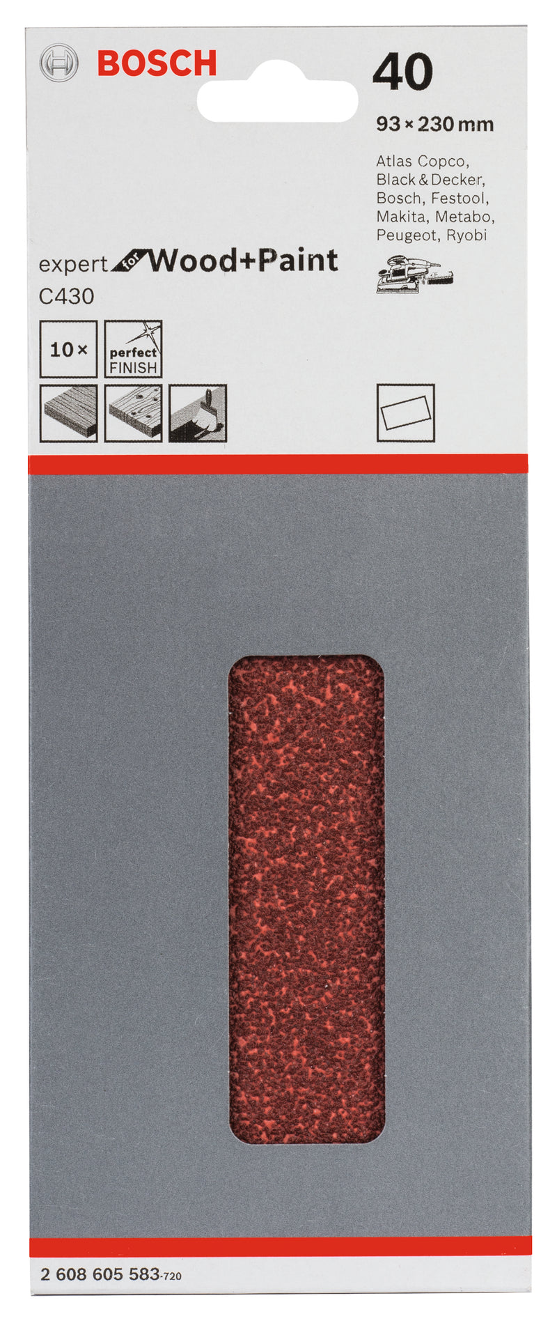 Folha de lixa Bosch EfWP, 93x230mm, G40