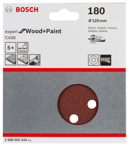 Folha de lixa Bosch EfWP, 125 mm, G180, 5x