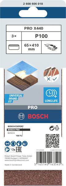 Cinta de lixa Bosch BfWP, 65x410mm, G100
