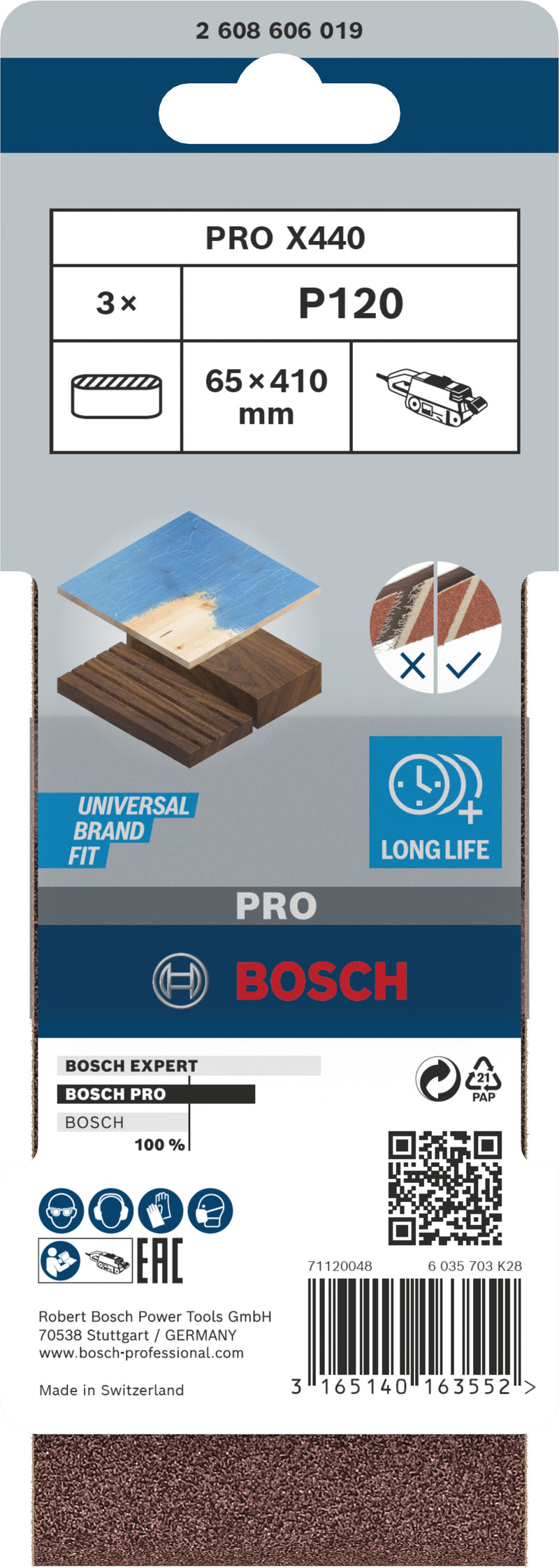 Cinta de lixa Bosch BfWP, 65x410mm, G120