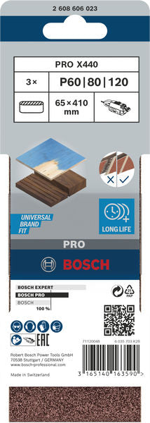 Cinta de lixa Bosch BfWP, 65x410mm, GSet