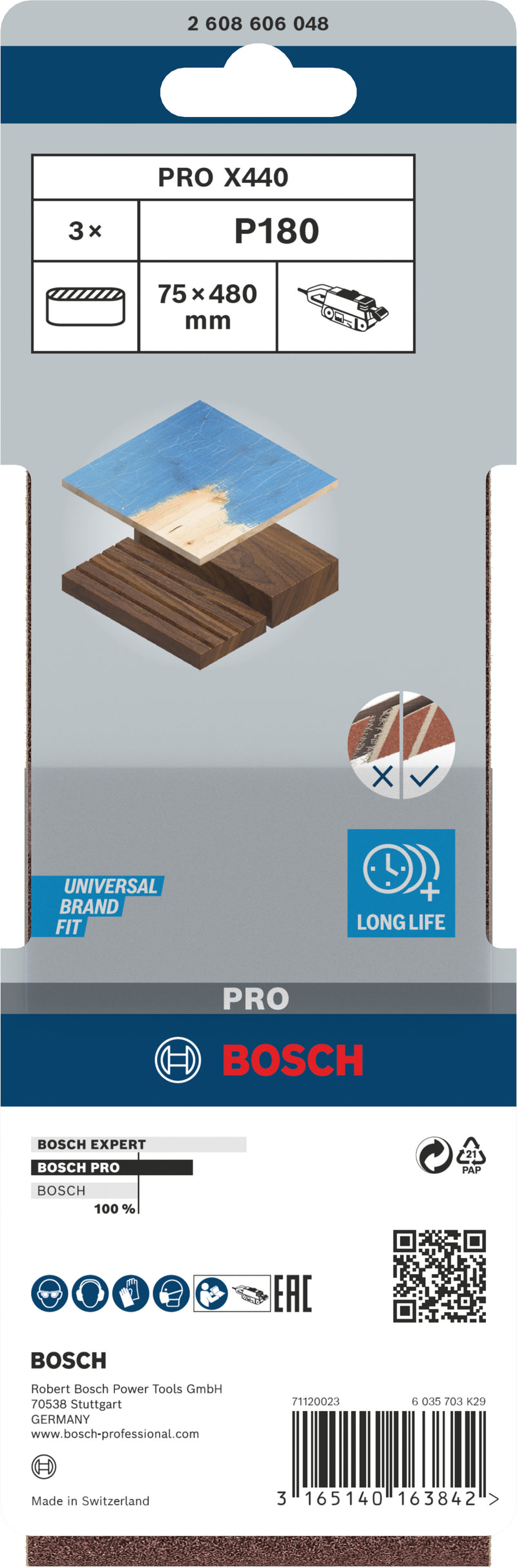 Bosch Sanding Belt BfWP,75x480mm,G180