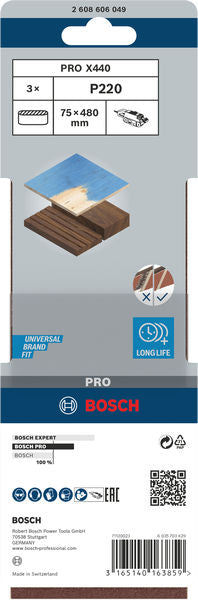 Cinta de lixa Bosch BfWP, 75x480mm, G220