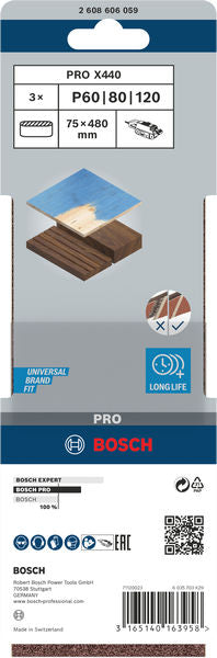 Cinta de lixa Bosch BfWP, 75x480mm, GSet