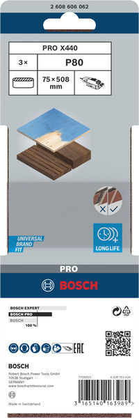 Bosch Sanding Belt BfWP,75x508mm,G80,3x