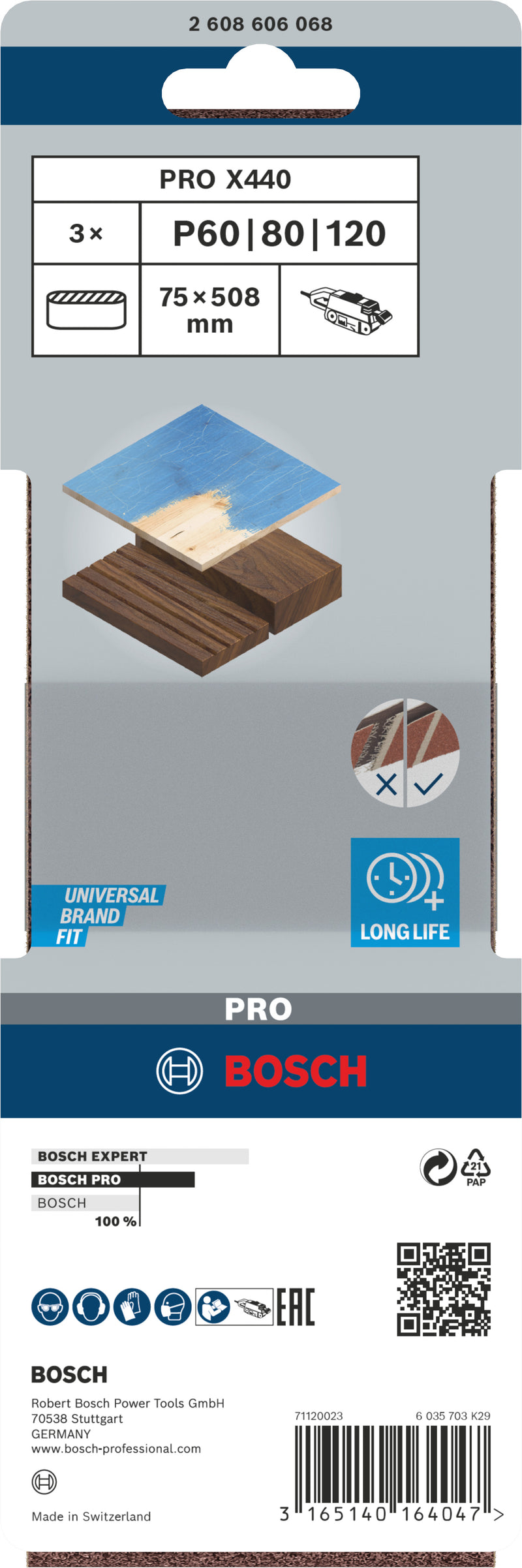 Cinta de lixa Bosch BfWP, 75x508mm, GSet