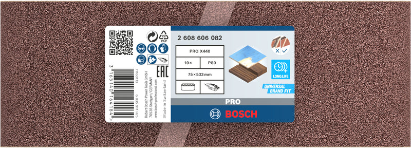 Cinta de lixa Bosch BfWP, 75x533mm, G80