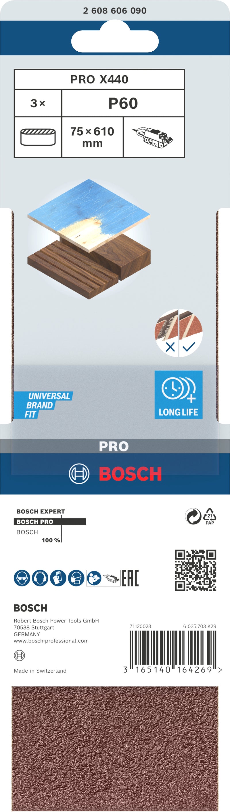 Bosch Sanding Belt BfWP,75x610mm,G60,3x