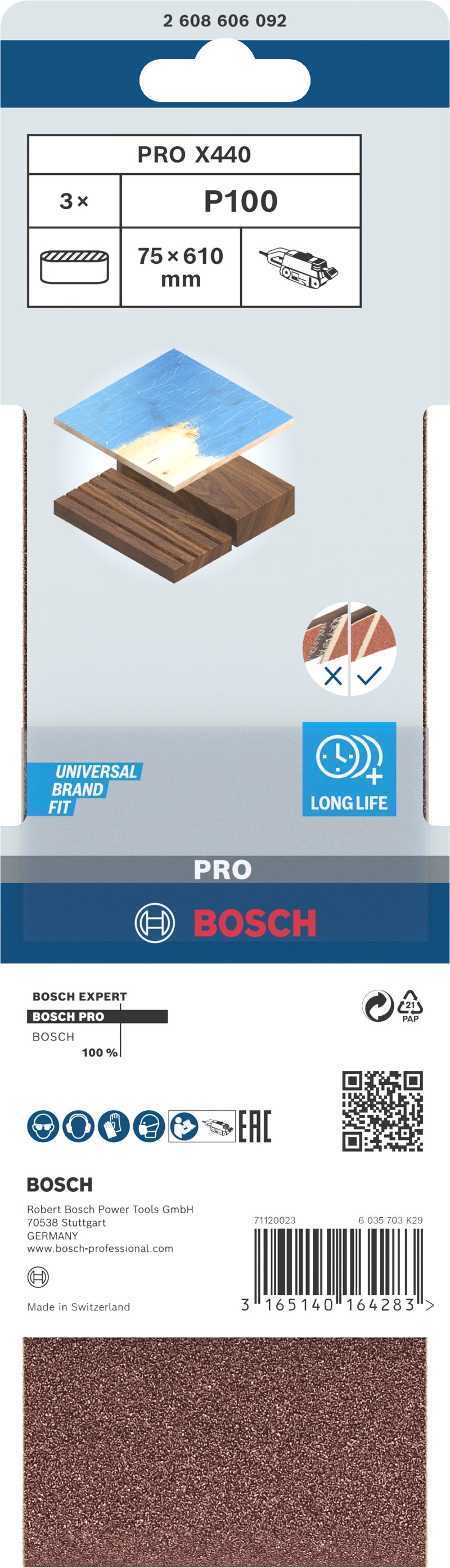 Bosch Sanding Belt BfWP,75x610mm,G100