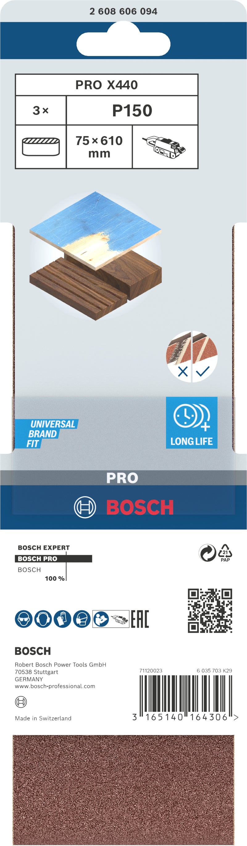 Bosch Sanding Belt BfWP,75x610mm,G150