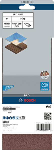 Cinta de lixa Bosch BfWP, 100x610mm, G40