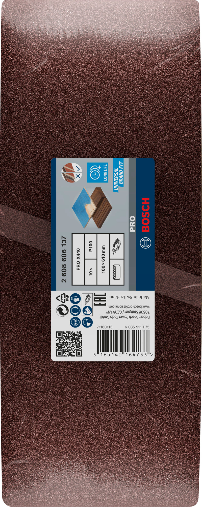 Cinta de lixa Bosch BfWP, 100x610mm, G100