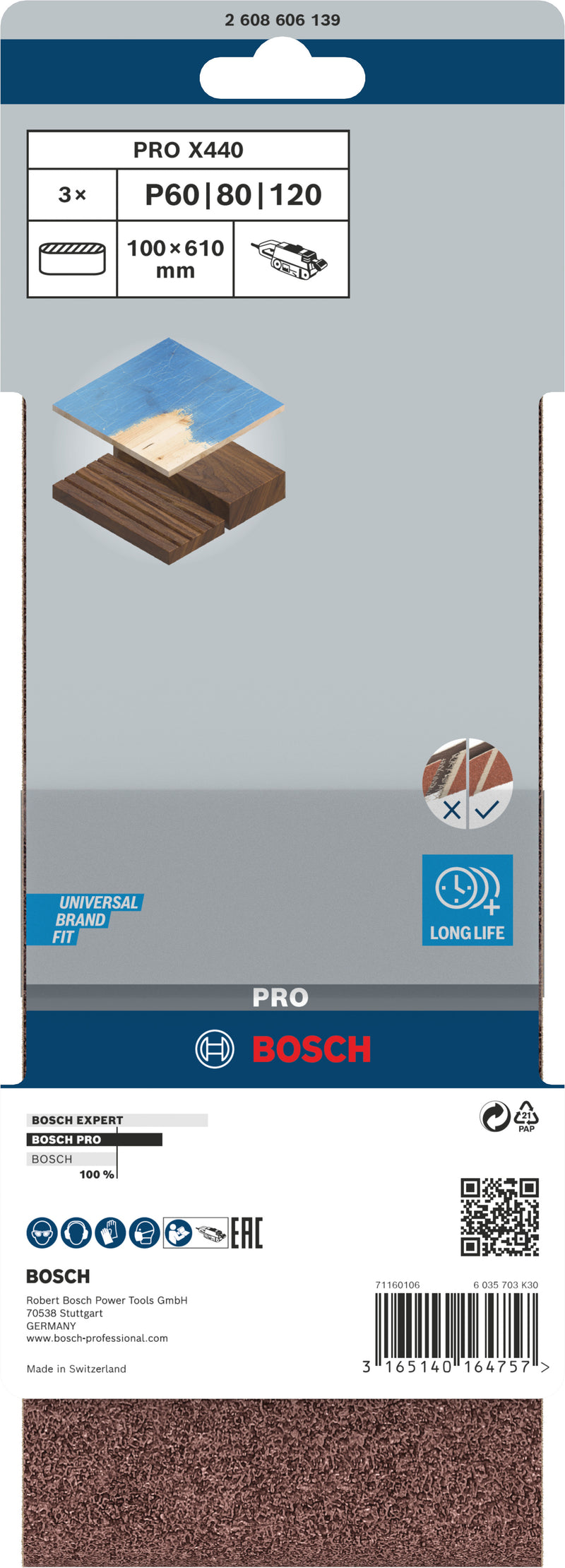 Cinta de lixa Bosch BfWP, 100x610mm, GSet