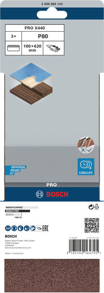 Cinta de lixa Bosch BfWP, 100x620mm, G80