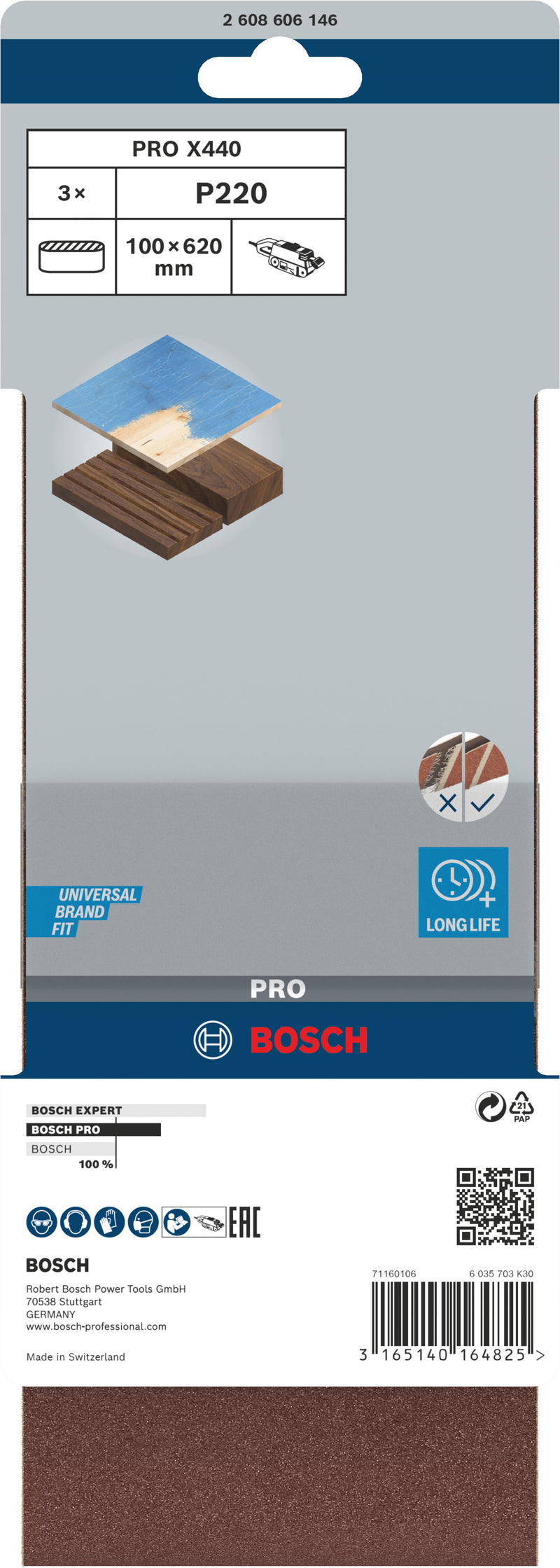 Cinta de lixa Bosch BfWP, 100x620mm, G220