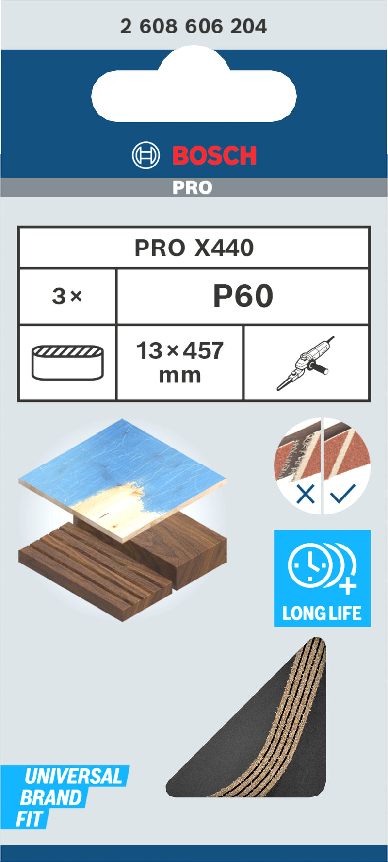 Bosch Sanding Belt BfWP,13x457mm,G60,3x