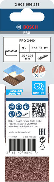 Cinta de lixa Bosch BfWP, 40x305mm, GSet