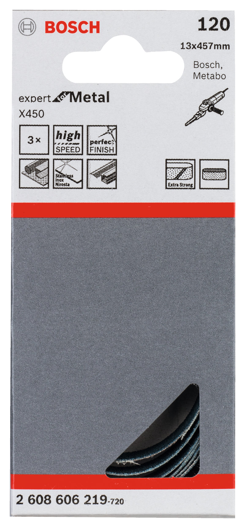 Bosch Sanding Belt EfM,13x457mm,G120,3x