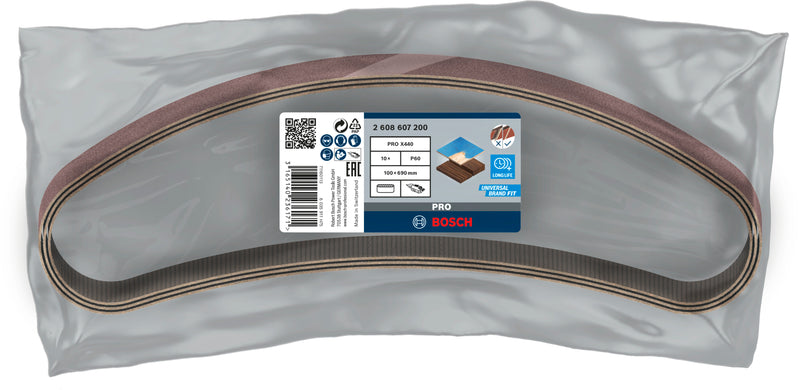 Cinta de lixa Bosch PRO X440, 100 x 690 mm, G60, 10 unid.