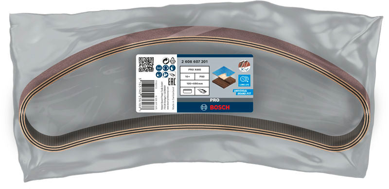 Cinta de lixa Bosch PRO X440, 100 x 690 mm, G80, 10 unid.
