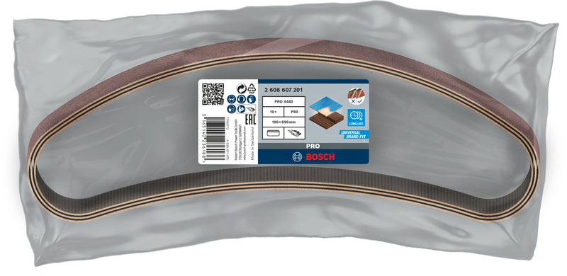 Cinta de lixa Bosch PRO X440, 100 x 690 mm, G80, 10 unid.