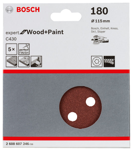 Folha de lixa Bosch EfWP, 115 mm, G180, 5x