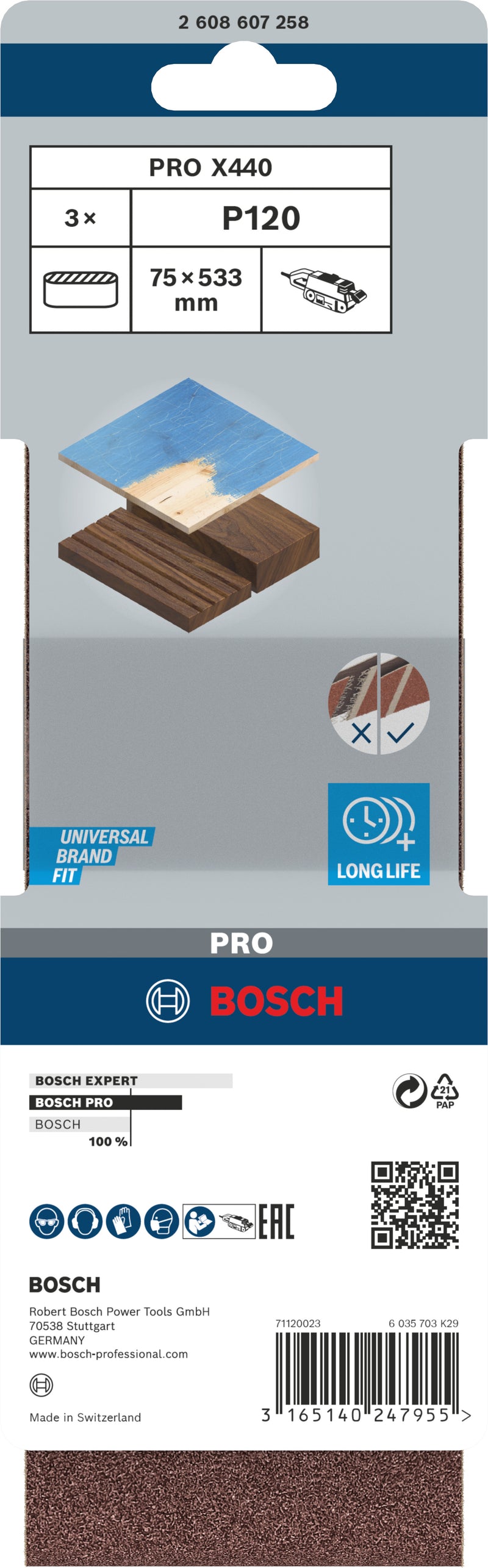 Bosch Sanding Belt BfWP,75x533mm,G120
