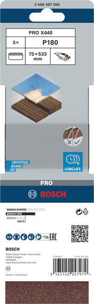 Cinta de lixa Bosch BfWP, 75x533mm, G180