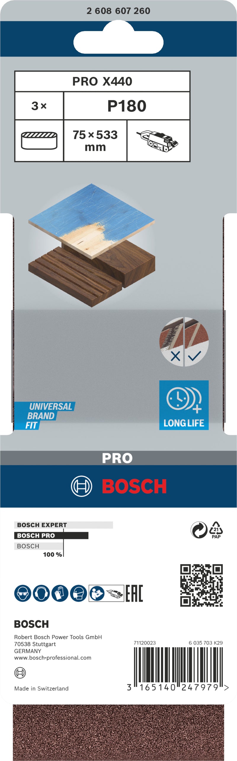 Cinta de lixa Bosch BfWP, 75x533mm, G180