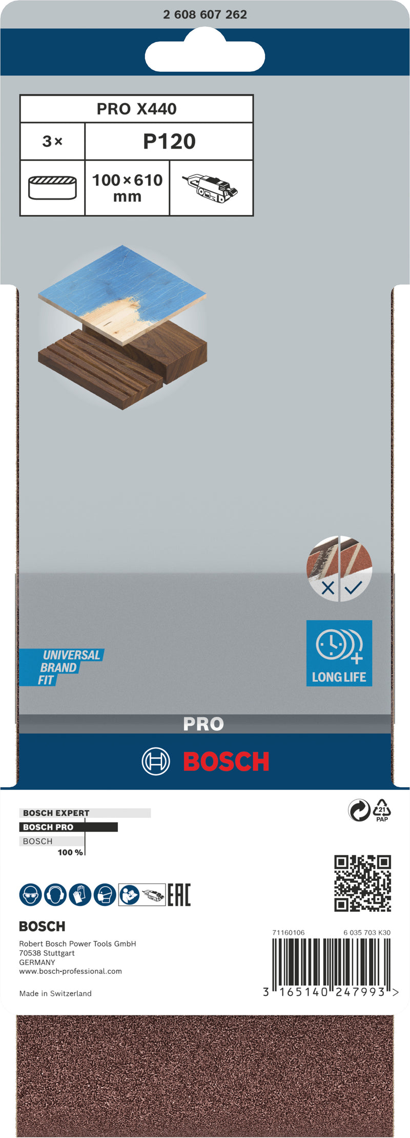 Cinta de lixa Bosch BfWP, 100x610mm, G120