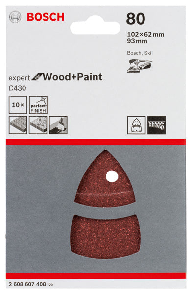 Folha de lixa Bosch EfWP, 102x62mm, G80