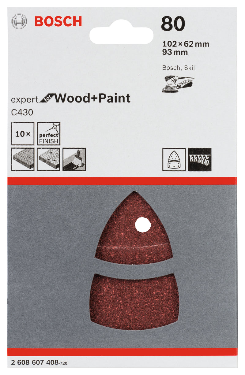 Folha de lixa Bosch EfWP, 102x62mm, G80