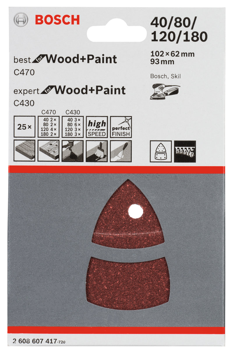 Folha de lixa Bosch B&amp;EfWP, 102x62mm, GSet