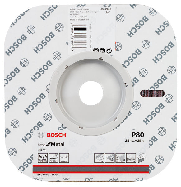 Hoja de lija Bosch BfM, 38 mm x 25 m, G80, 1 unidad